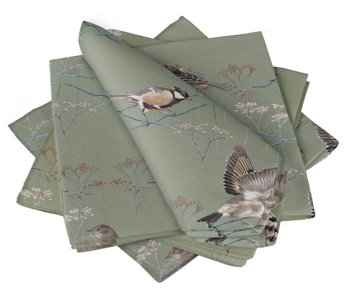 Serviettes oiseau S4Sassy vert chardonneret 18x18 lot de 6 de table