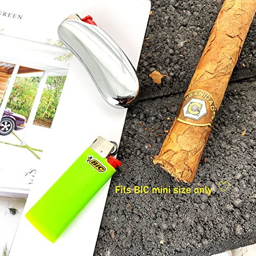 Image of IN SELECT Premium Metal Lighter Case Cover Holder Lighter Pouches Fits BIC Mini Size J5 One Piece in Silver
