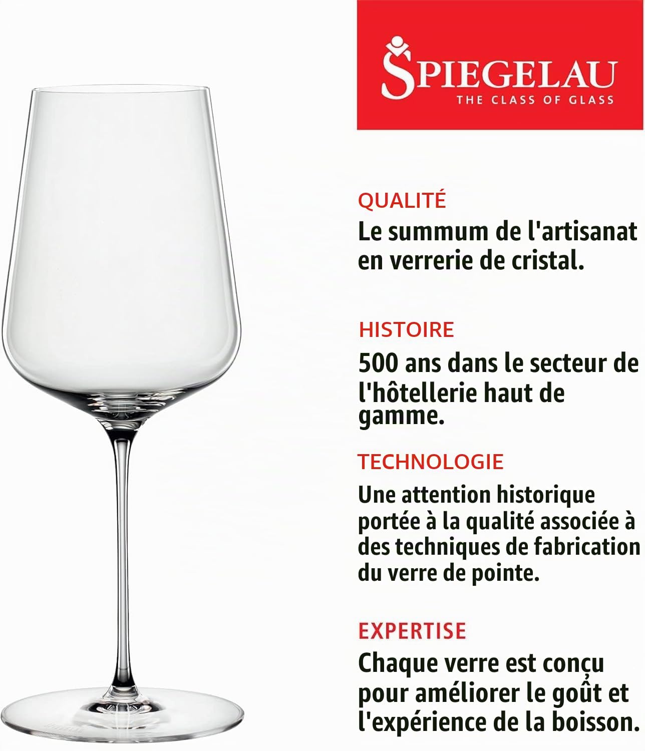 Spiegelau Definition Lot de 4 grands verres à vin universels en cristal fabriqués en Europe pour vins blancs et rouges, dîner, fête d'anniversaire, verrerie, accessoires de bar à domicile, 538,6 g