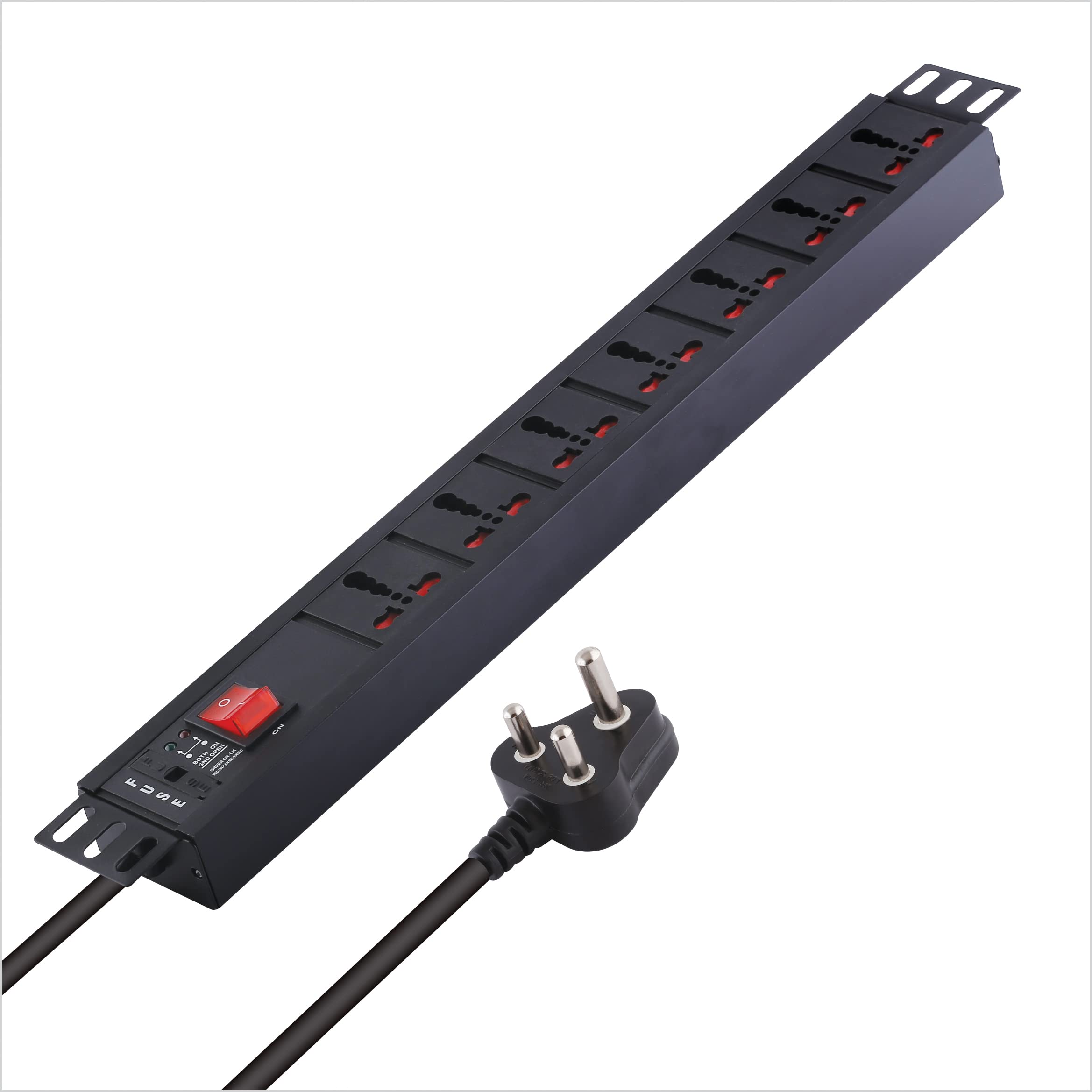 MX Universal Socket Extension Board with Child Safety Shutter, Power Strip, Wall/Desk Mount, Heavy Duty Alumminium Extrusion Body (7-Outlet Universal Power Strip PDU, 1.5 MTR)-picture-45