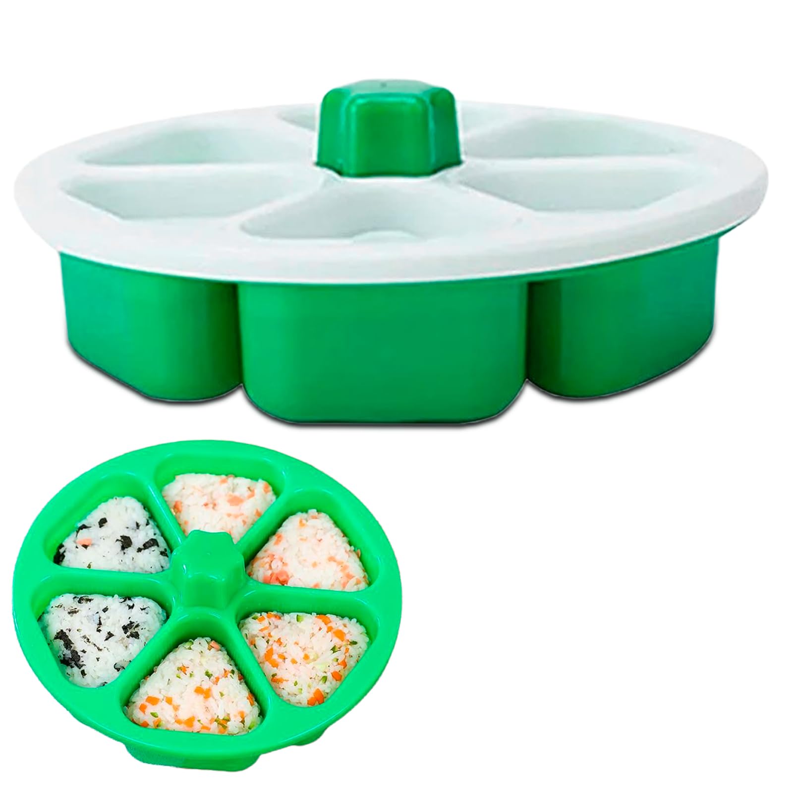 Sporgo Forma triangular: molde de sushi 6 en 1 de gran capacidad Onigiri Maker, molde para sushi Onigiri Bento Maker, Onigiri Moldes Set para copos de algas, hojas de algas, verduras frescas