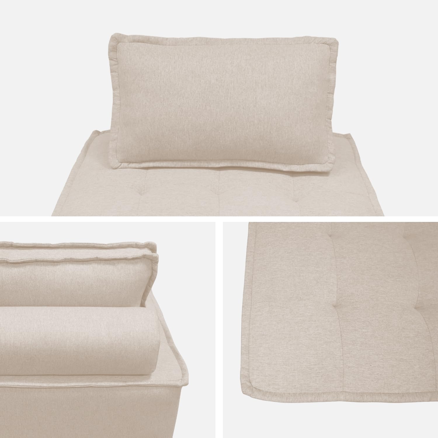 sweeek Divano modulare, 3 posti Crema - 90x90x40 cm