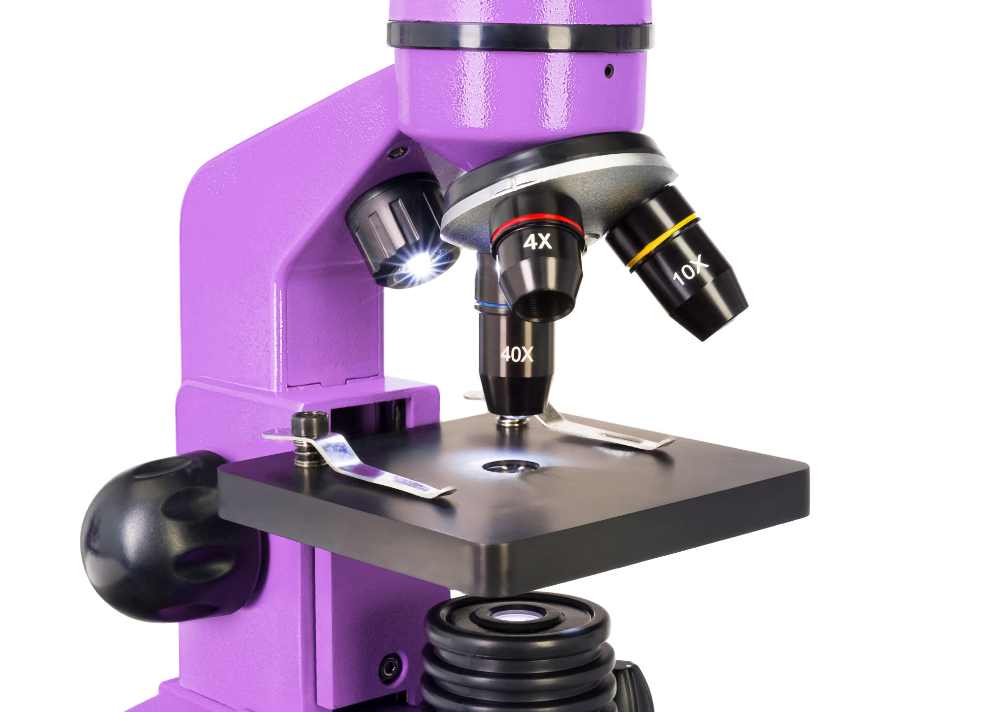 Levenhuk Rainbow 2L Amethyst Kit Stem de Laboratorio Doméstico para Niños con Microscopio Biológico Portátil de 400x, Guía de Experimentos Ilustrada, Muestras Preparadas y Herramientas Científicas