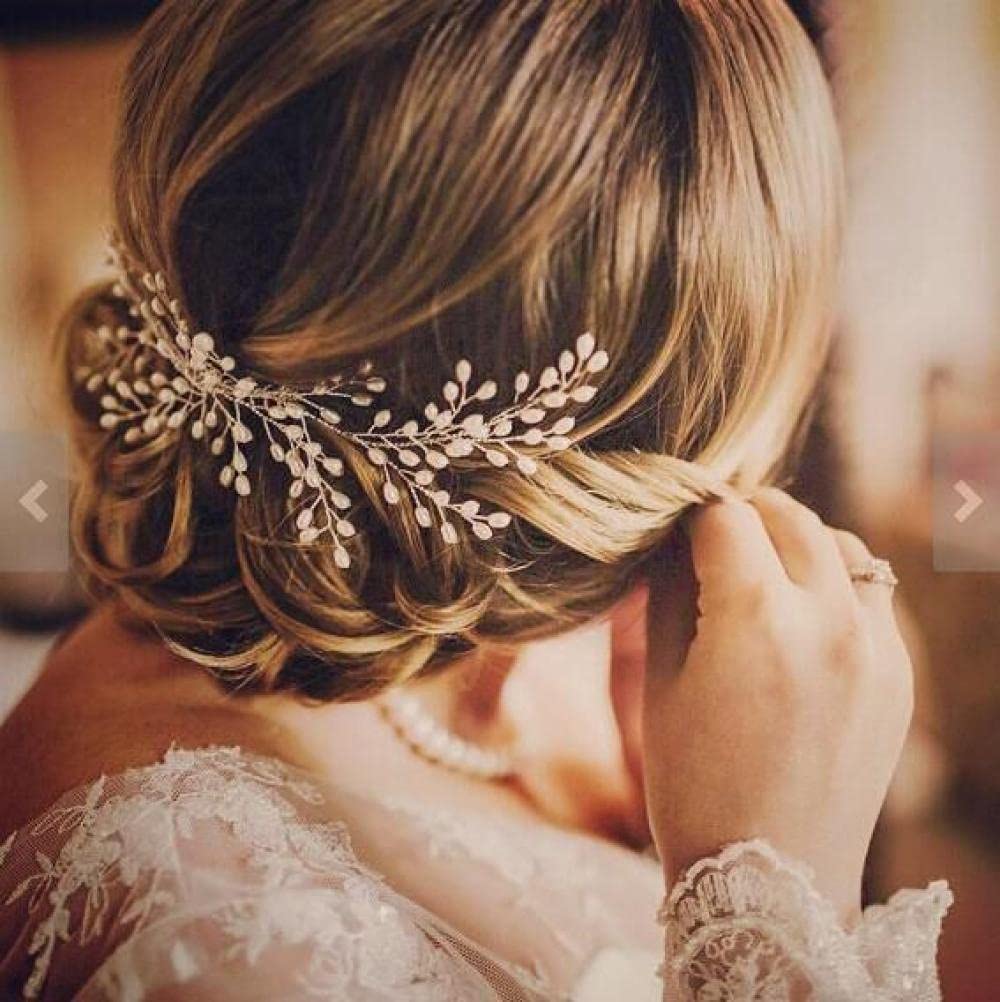Braut Haarkamm Haarkämme Zubehör, Brautperlen Haarkamm (Silber), Seitenkamm Kleid Zubehör Kopfschmuck, Künstlicher Abschlussball Strand Haarschmuck für Frauen und Mädchen