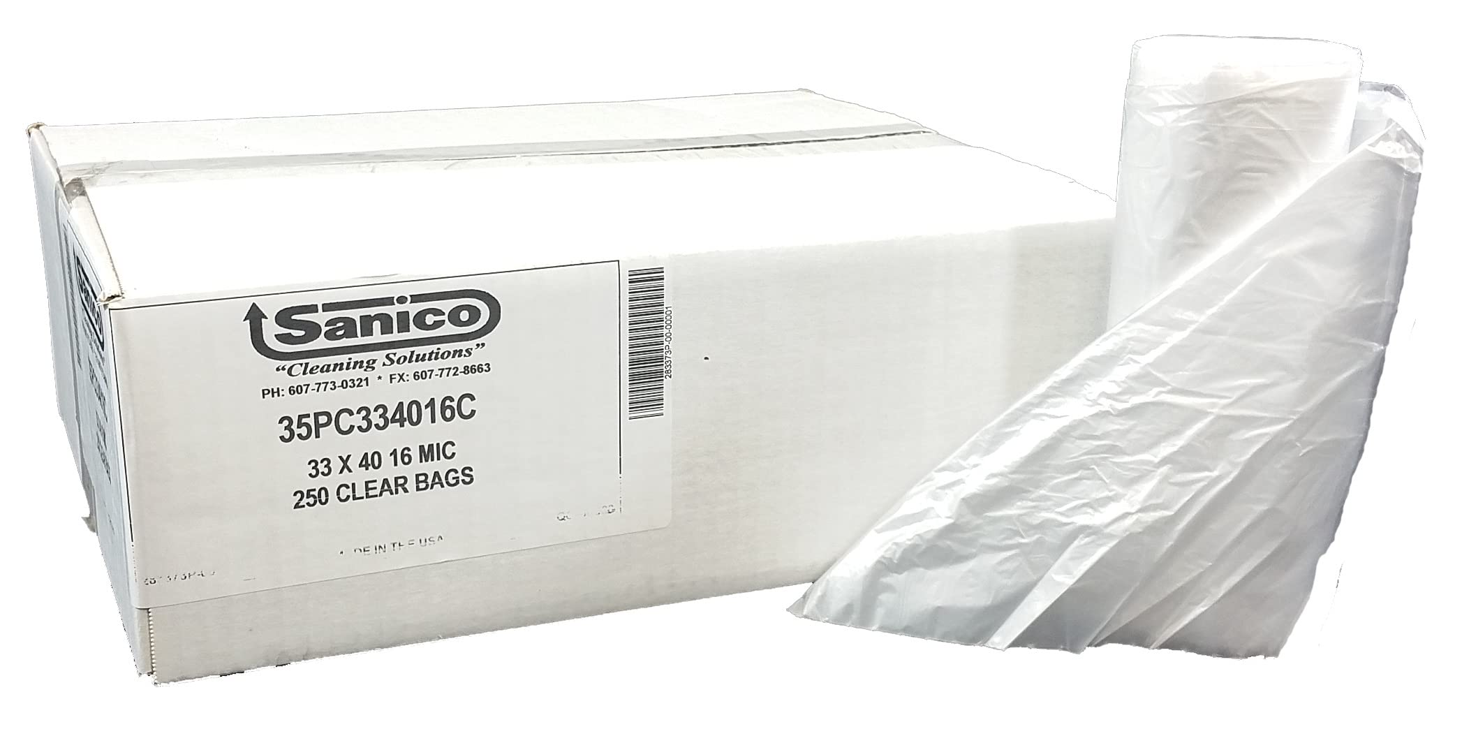 Sanico Pro-Lene High Density Bag -33x40, Clear,16 mic, .63 mil , 250/cs
