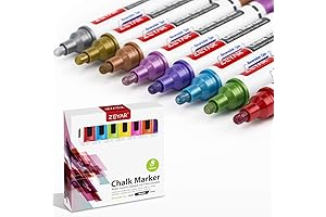 ZEYAR Liquid Chalk Markers - Metallic Dry Erase Markers, 6mm Reversible Tip,...