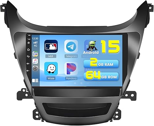 4Core 64G para Hyundai Elantra 2014 2015 2016 Android 15 Car Stereo, Hikity 9 pulgadas pantalla táctil Elantra Radio de coche inalámbrico Carplay