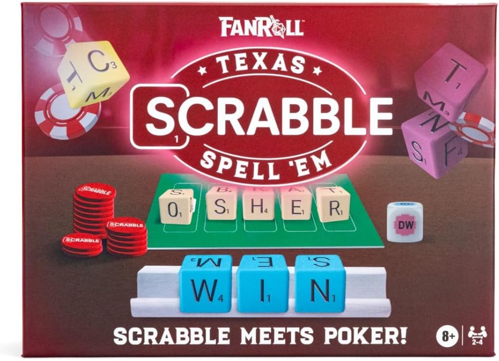 Fanroll Scrabble Texas Spell Em Board Game, Scrabble Meets Texas Hold 'Em Poker with Dice!
