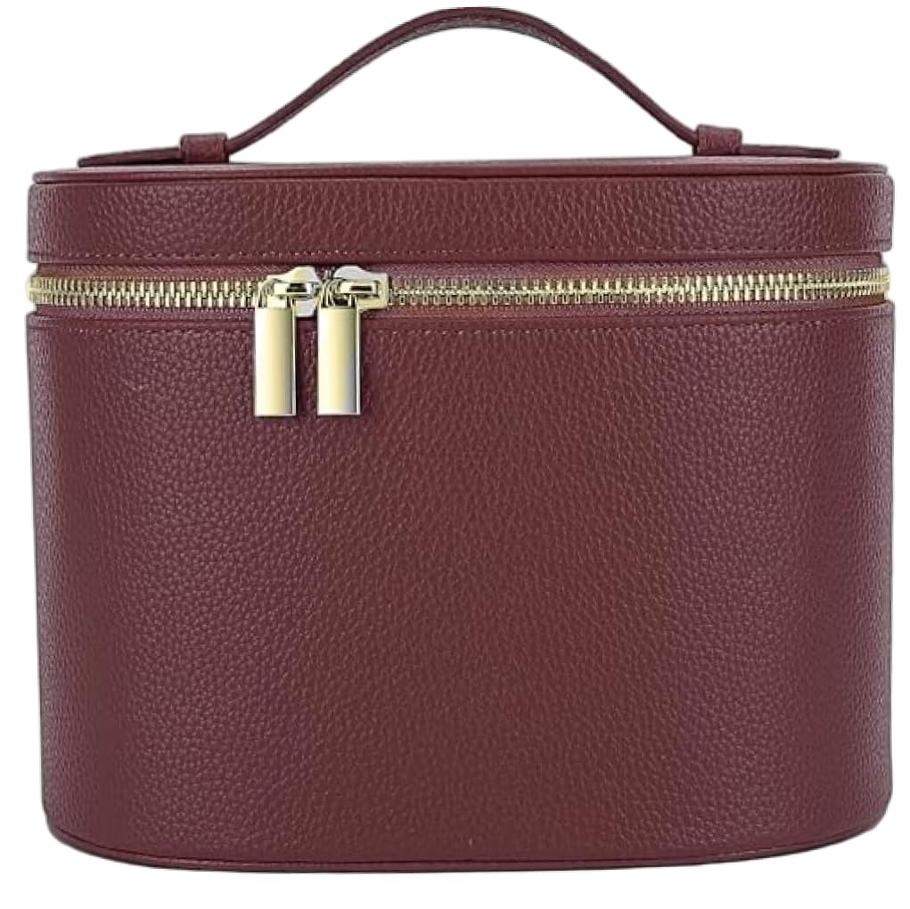 Licsaliwe Travel Makeup Bag, Elegant Burgundy Vanity Case with Removable Divider, TSA-Friendly Toiletry Organizer for Women