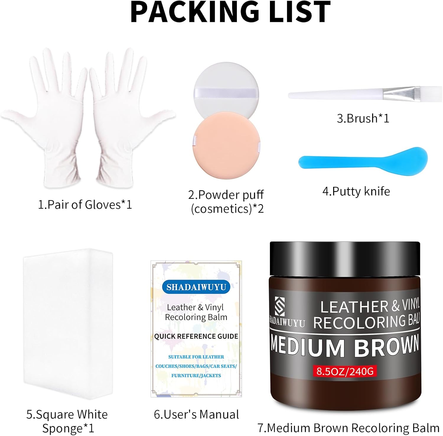 Leather Recoloring Balm,8.5oz Leather Color Restorer,Medium Brown Leather Repair kit for Furniture and Car Interior,Leather Couch Scratch Repair,Leather Dye Paint for Faded,Cracked and Damaged Leather - Image 7