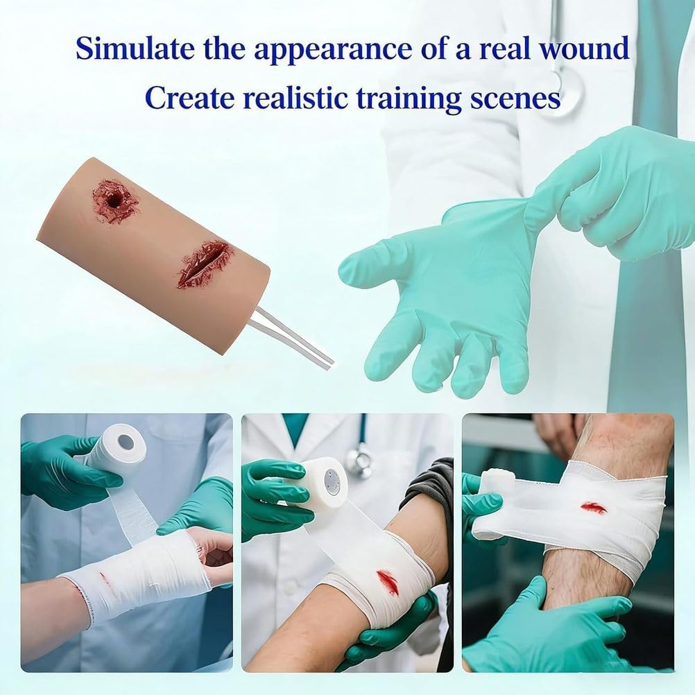 Simulador de Entrenamiento de Heridas Modelo de Brazo con Torniquete Simulador de Control de Hemorragias Modelo de Entrenamiento con Torniquete para Laceraciones Kit de Práctica de Suturas