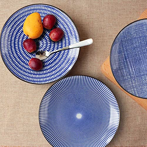 Houlu 8 Inch Salad Plates, Luncheon Plates Set Of 6, Blue And White Porcelain Plates #TOP4