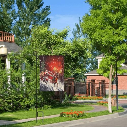 Drapeau de jardin Père Noël en polyester haute densité résistant aux UV - 7