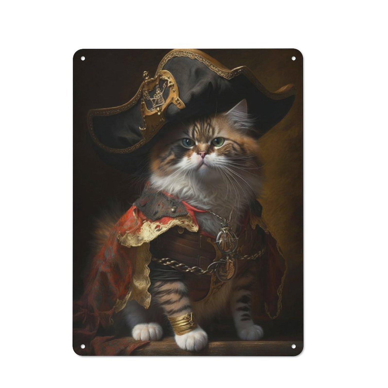 Junmoney Pirate Cat Rustic Tin Sign 40X30cm For Café Or Restaurant, A Decorative Christmas Gift For Hospitality Interior Collectors