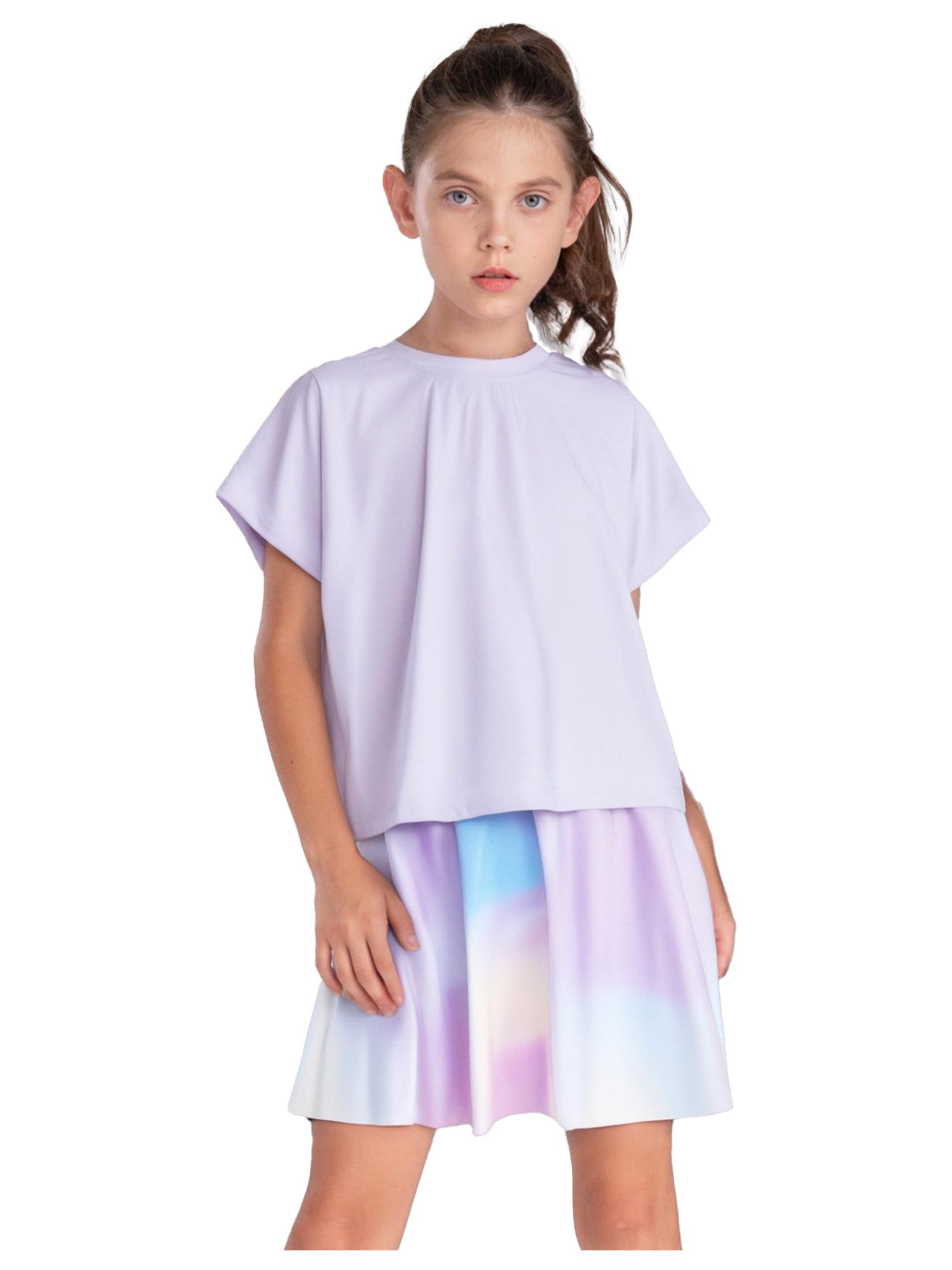 Kaerm Kinder Mädchen Golfkleid Sommer Kurzarm Freizeitkleid Tie Dye Motiv Sportkleid A Linien Polokleid Casual Streetwear