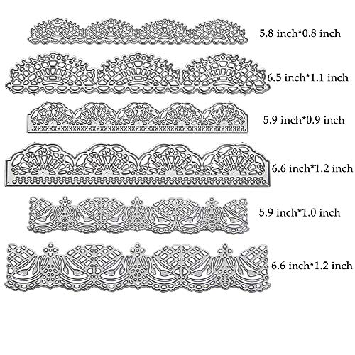 6 Pcs Carbon Steel Embossing Lace Cutting Dies Stencils Scrapbooking Dies Cuts for DIY Albums, Crafts, New Year/Wedding/Valentine\'s/Present/Greeting Cards Making