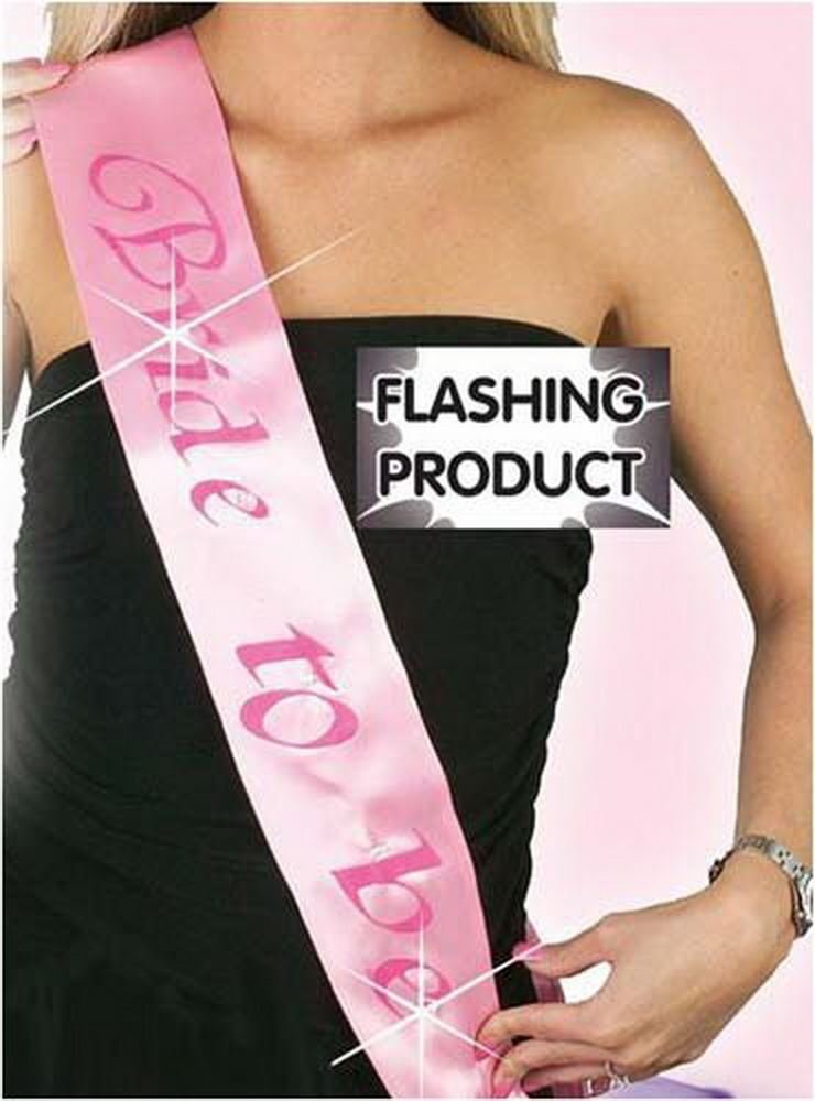 Shatchi Bride To Be Flashing Sash Pink-Pink Light Up Han Party Bridal Shower Wedding Fancy Dress Accessory Decorations - Image 2
