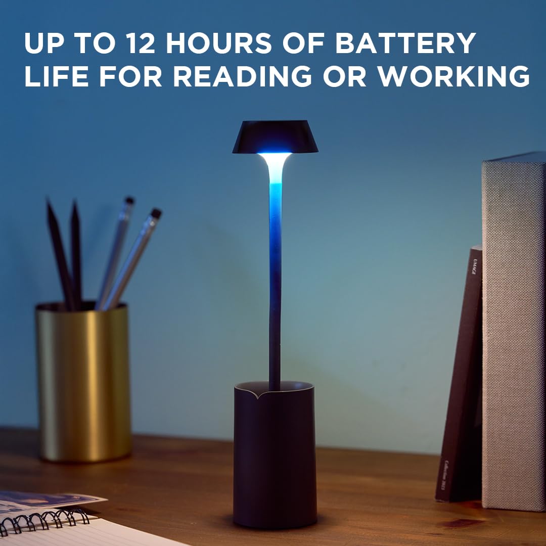 Lexon MIMI - Lampada da lettura con pinzette, luce da lettura a letto, supporto incluso per comodino, 9 colori LED, accessorio per lettore ricaricabile USB-C - Alu lucido