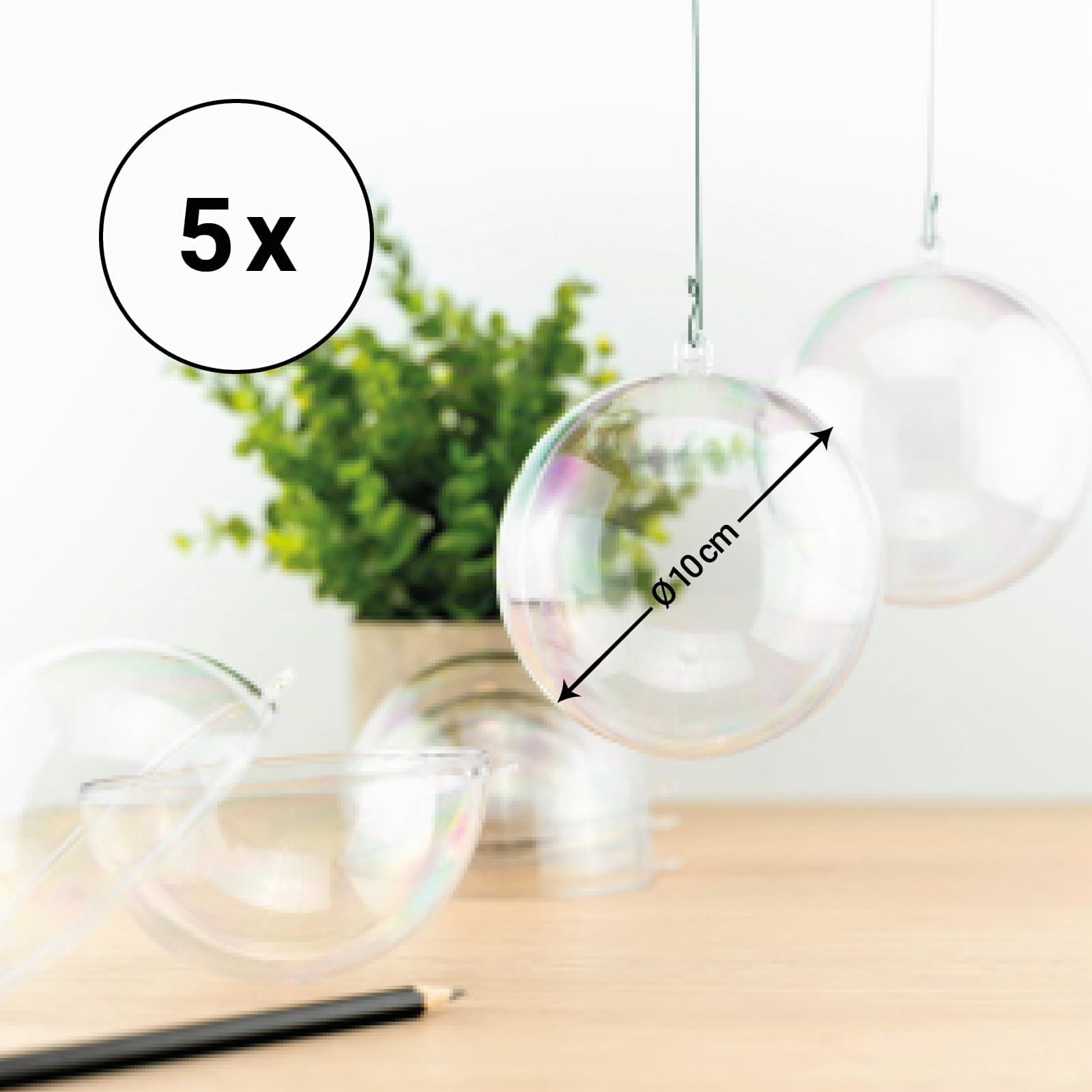 Acryl Kugel A661005 - Bolas de Navidad (acrílico, diámetro de 10 cm, 2 Unidades, 5 Unidades, plexiglás, plástico Transparente)