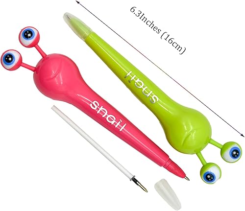 Miniatura 3 de 6 bolígrafos adorables de caracol, bolígrafos con forma de caracol, bolígrafos novedosos de animales, tinta negra con 6 recambios para niños,