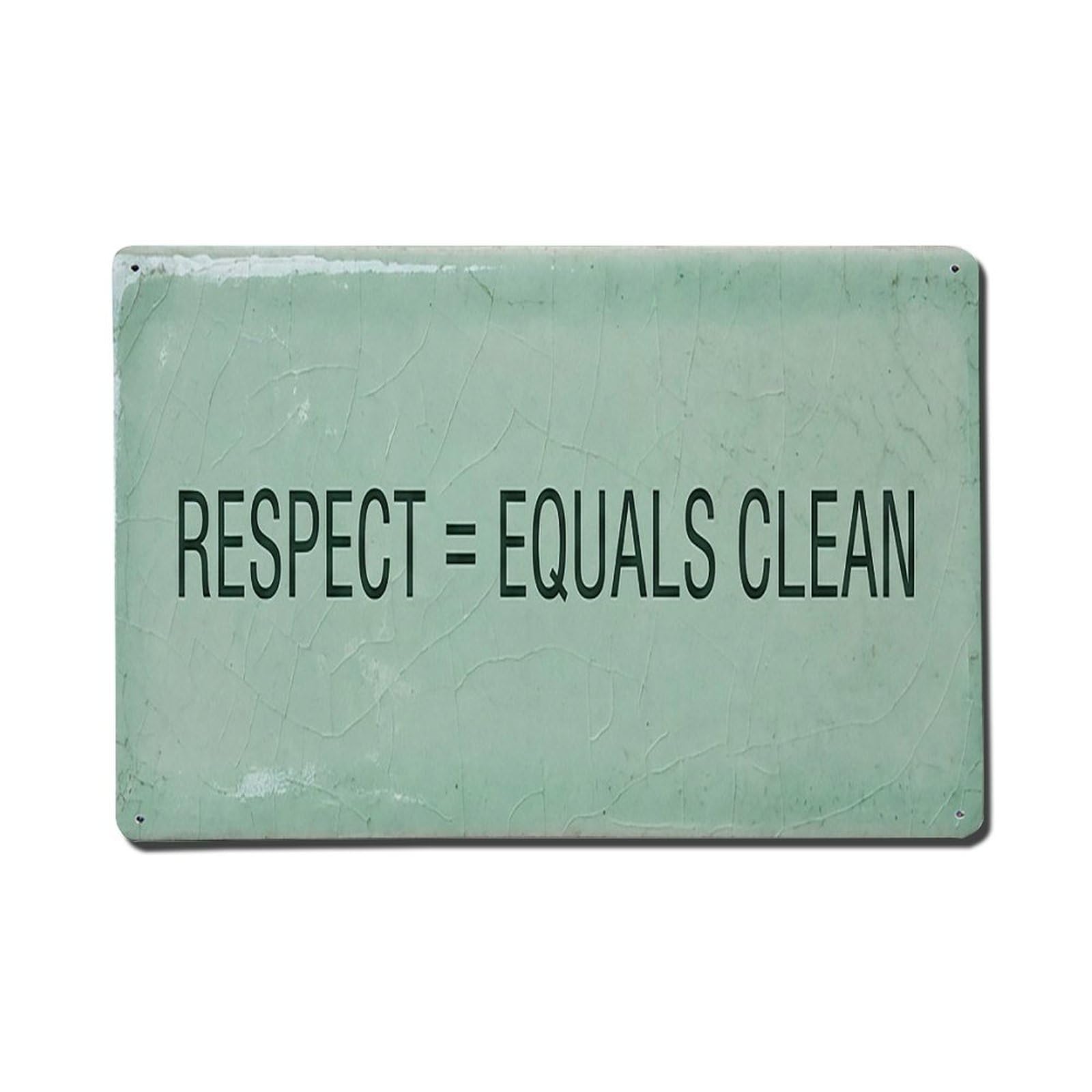 Olhnbad Style Respect Equals Clean Bathroom Quote Minimal Modern Metal Tin Sign