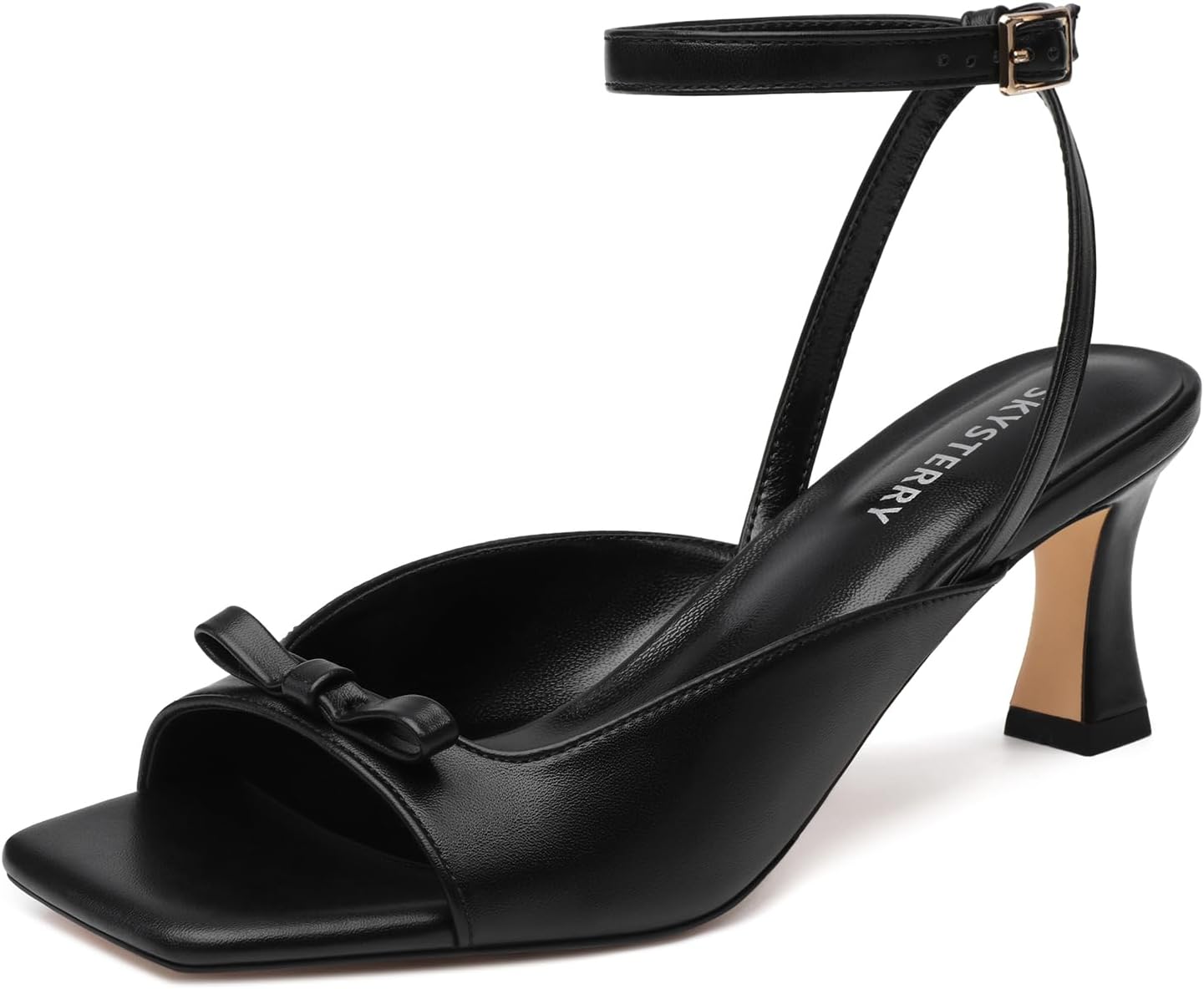 Strappy Heels for Women Kitten Low Heel Square Open Toe Heeled Sandals Comfortable Lace Up Ankle Strap Bow Sandals Shoes for Wedding Party Prom