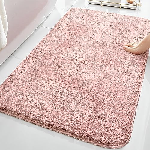 Gemarwel バスマット 速乾 吸水 お風呂マット 洗える 滑り止め ?60x90cm マイクロファイバー マット 足拭き 浴室 おしゃれ 洗面所 抗菌 防臭 ピンク