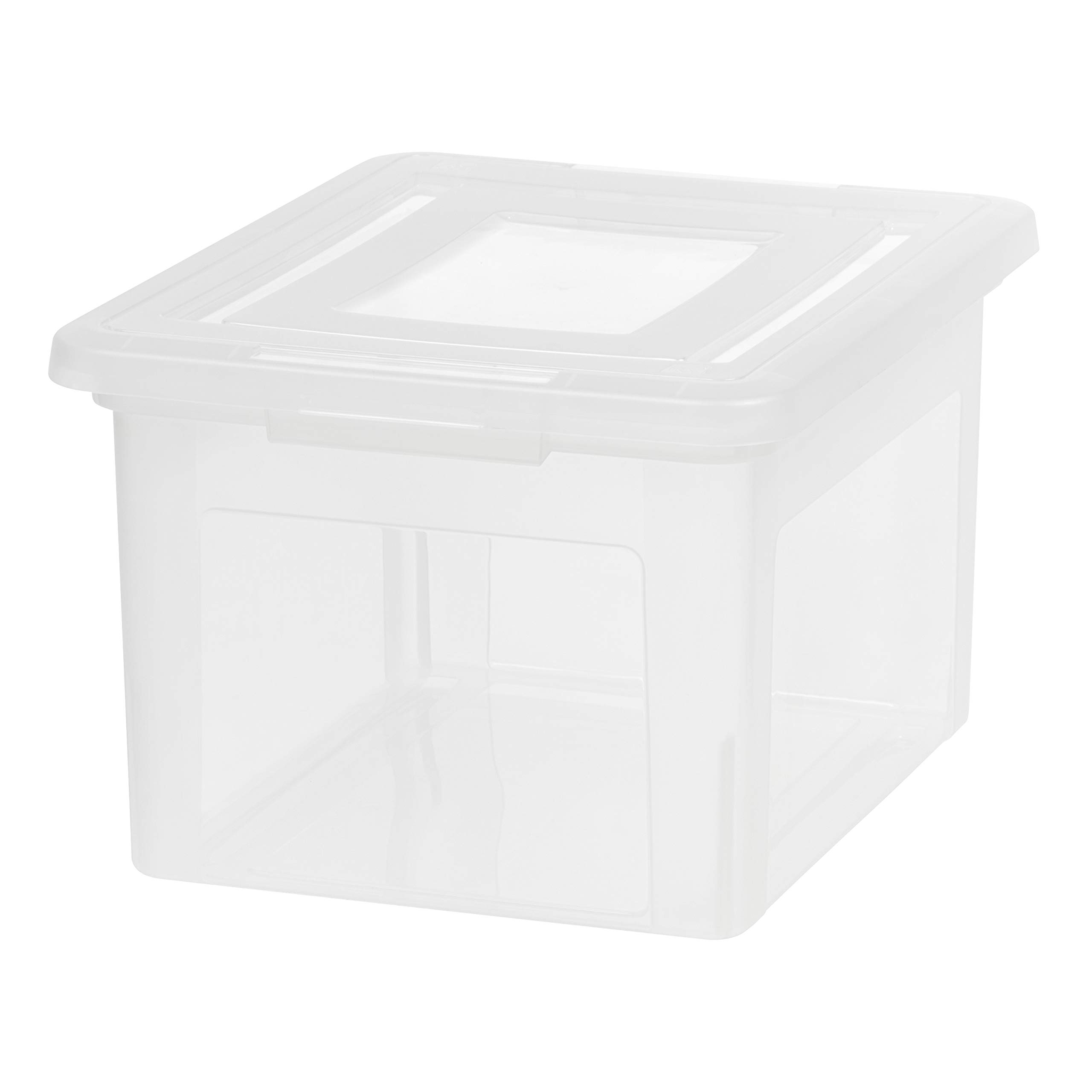 IRIS USA File Box, Plastic File Boxes With Lids, Document Organizer for Letter/Legal File, Document Box, Storage Bin For Hanging Files, Secure Latching Lid Stackable BPA-Free, Clear 35 Qt. 1 Pack
