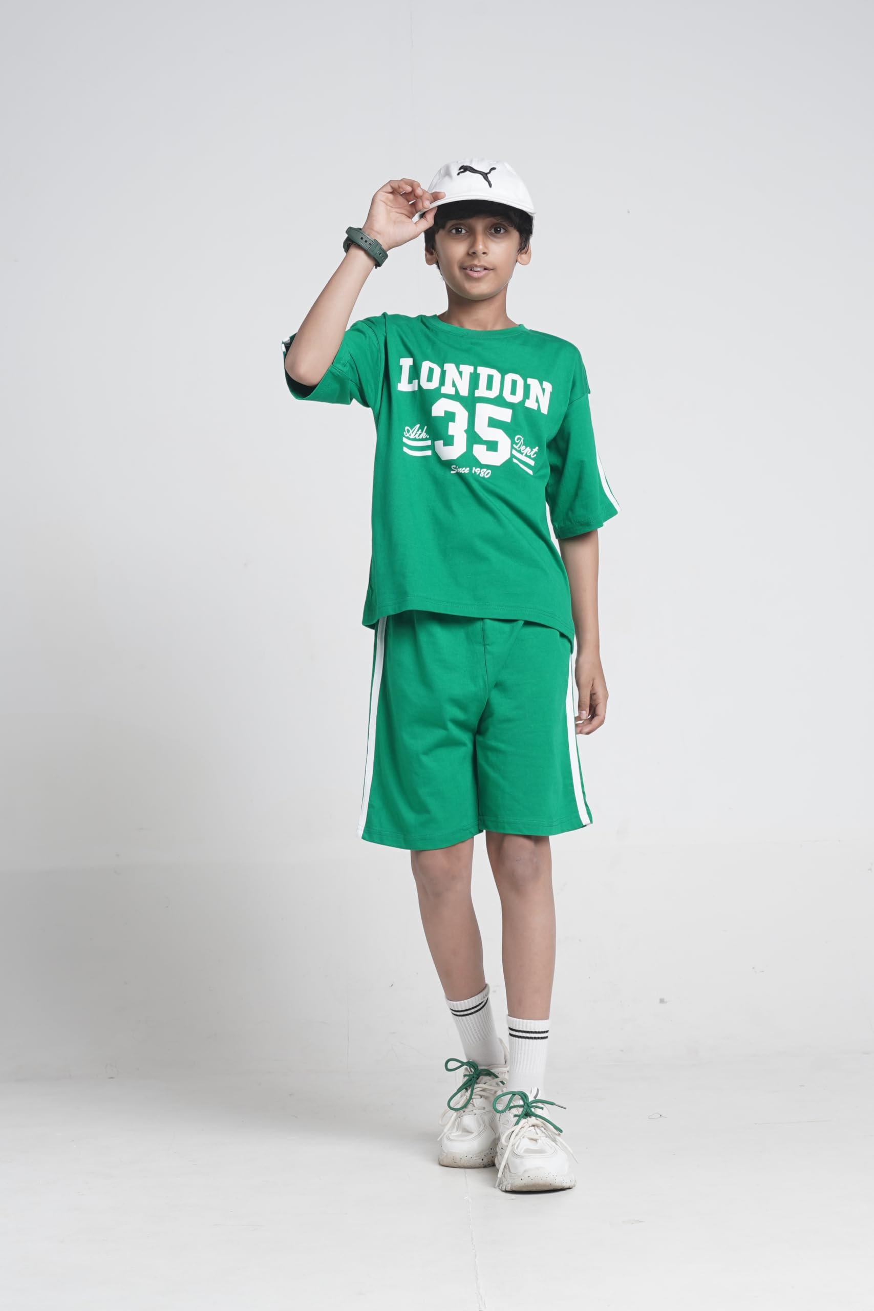 T2F Boys Cotton Printed DropShoulder Fit T-Shirt and Shorts Clothing Set (Pack of 3)(BYS-TSRT-SHRTS-05_Multicolor_9-10 yrs) 1