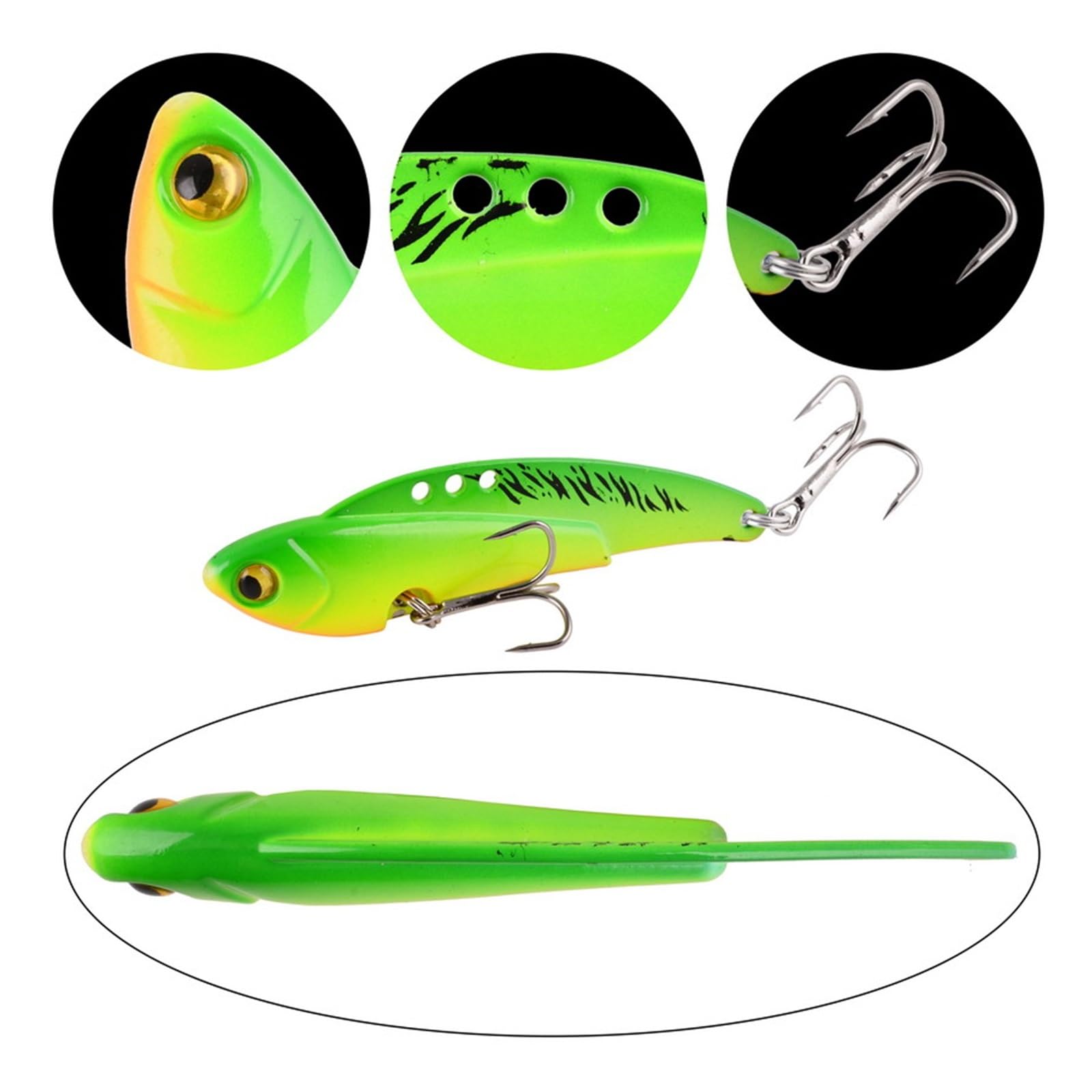 XILILHC 5 Unids/Lote 3D Eyes Metal Vib Blade Señuelo 13g 18g 25g 30g Hundimiento Vibración Cebos Artificial Vibe For Lubina Señuelos De Pesca De Perca