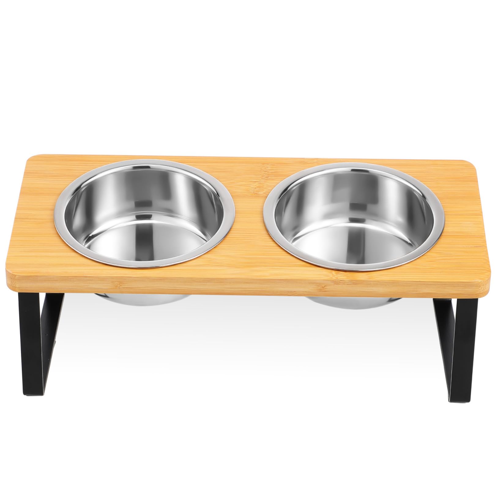 Ciotole Rialzate Gatto Doppie in Acciaio Inox con Supporto | Base Antiscivolo, Altezza Ergonomica, Uso Interno per Gatto e Cane Piccolo, Design Elegante