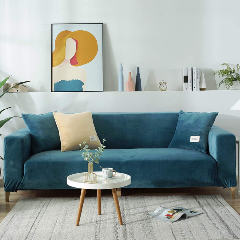 Felpa Cubiertas De Sofá para 1 2 3 4 Cubierta De Sofá,Polvo-Prueba Terciopelo Elástico Soft Couch Cover,Ajuste Fácil Lavable,Cubierta De La Silla Recliner Mueble Protector De Sofá-