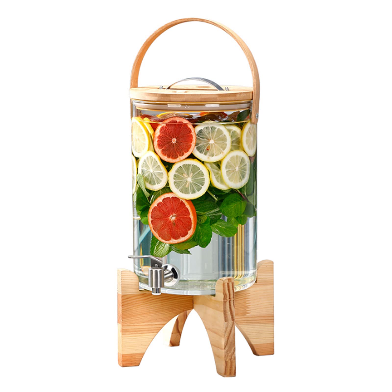 AYCDL Juice Dispenser Glass Beverage Dispenser Stand And Leakproof Stainless Steel Spigot Countertop Drink Dispenser for Outdoor Party Entertaining for Maki,7L