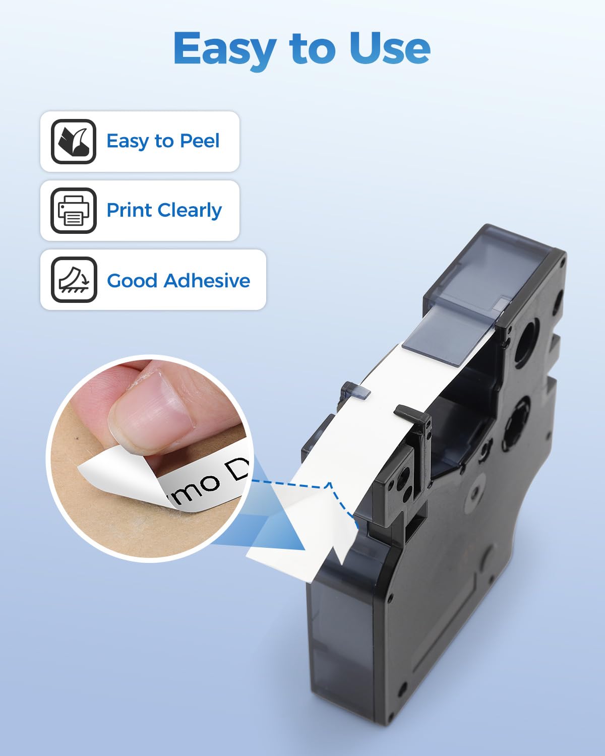 Nastro per Etichette Aken Compatibile con Dymo Rhino 18445 Etichette 19 mm x 5,5 m, Nere su Bianco, Etichette in Vinile Compatibile con Dymo Rhino 4200, 5000, 5200, 6000, ILP219