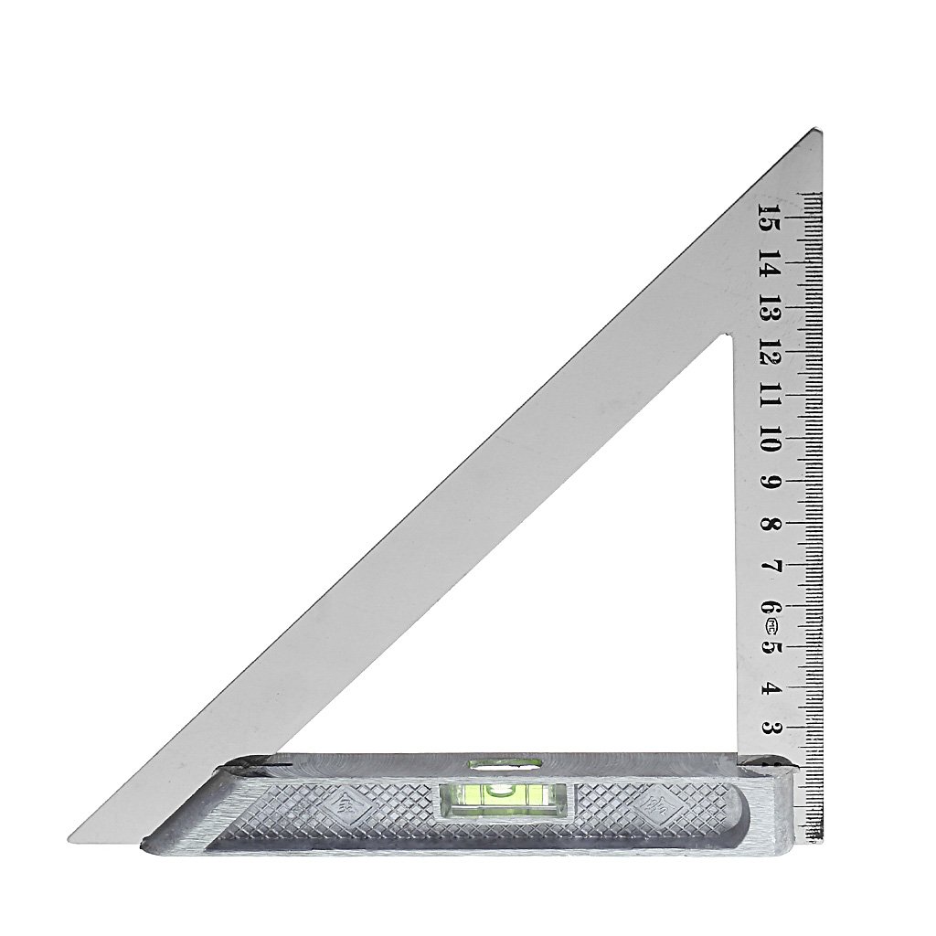 Xineker Alloy Triangle Ruler Measuring Tool 150 mm 90 ° with Horizontal Wooden Bead Design