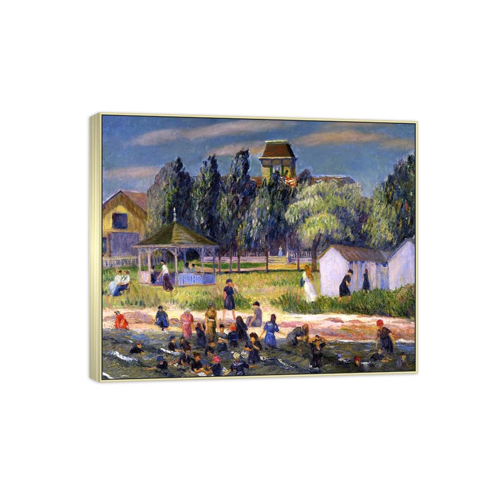SDYSKKUG William Glackens Canvas Wall Art Prints for Living Room. Vacation 72x60cm Silver Frame