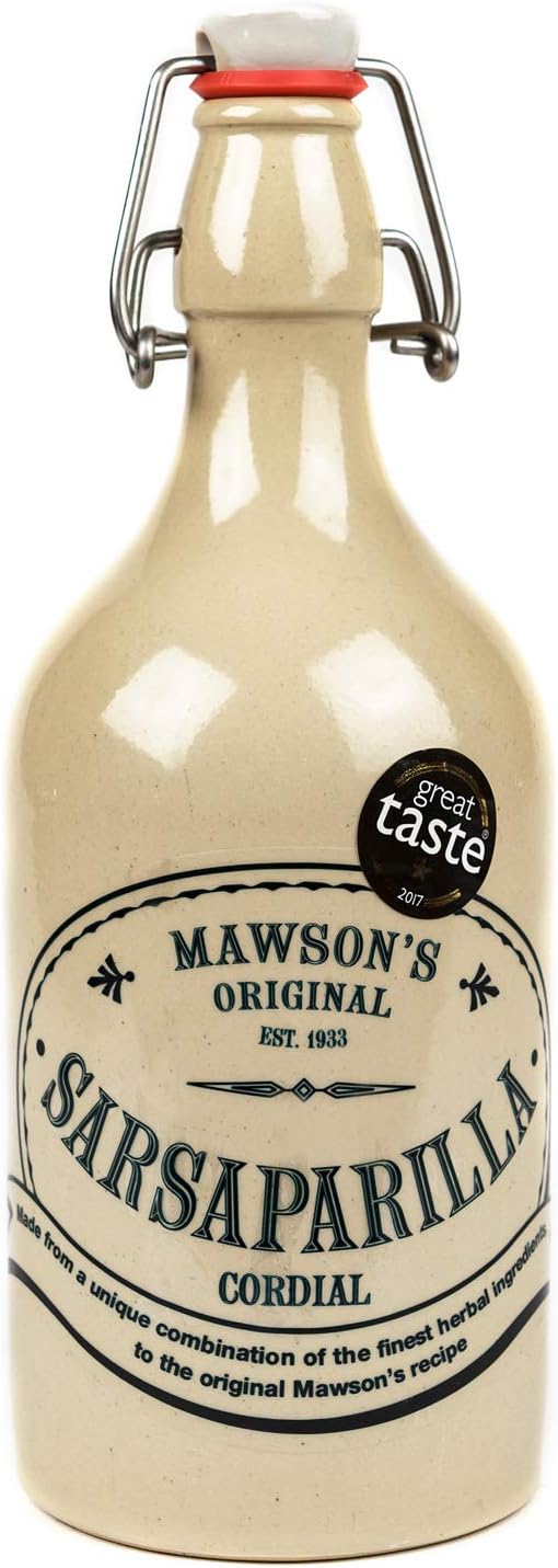Mawson's Sarsaparilla Cordial, Ginger, Liquorice & Sarsaparilla Flavours, Handcrafted in Small Batches, No Artificial Sweeteners or Colours, Gluten Free, Vegan 500ml Stone Crock