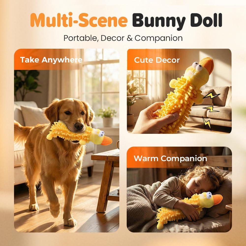 Squeaky Plush Dog Toy, 2026 New Indestructible Plush Dog Toy for Aggressive Chewers, Interactive Squeaky Soft Puppy Chew Toy, Durable Teething Toys for Small Medium Large Dogs (2, Grey)