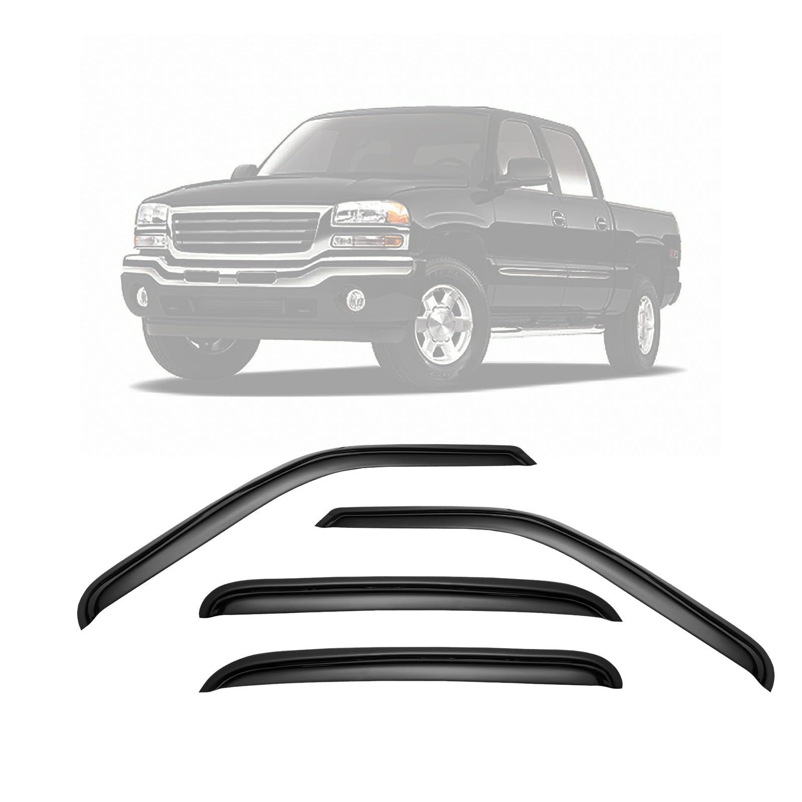 Cxdar Window Rain Guards for 2002 2003 2004 2005 2006 Cadillac Escalade ESV/EXT, 00 01 02 03 04 05 06 07 Silverado Suburban Avalanche/Sierra Yukon XL Window Vent Visors Deflector, for Crew Cab ONLY