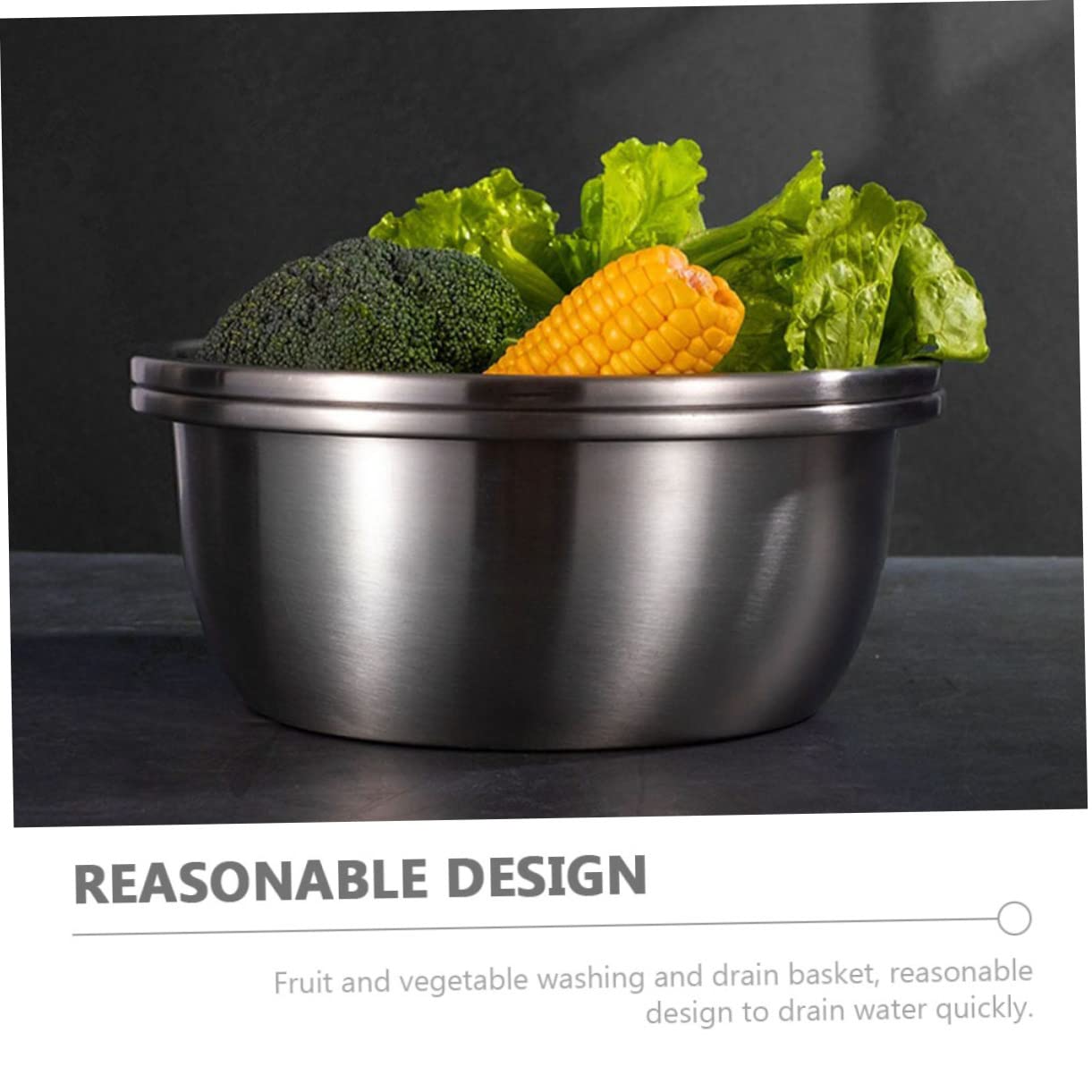 Gatuida Scolapasta Set 1 in Acciaio Inossidabile a Doppio Strato Design a Fori Fini Ciotola Multifunzione per Frutta e Verdura per Cucina Indoor e Outdoor