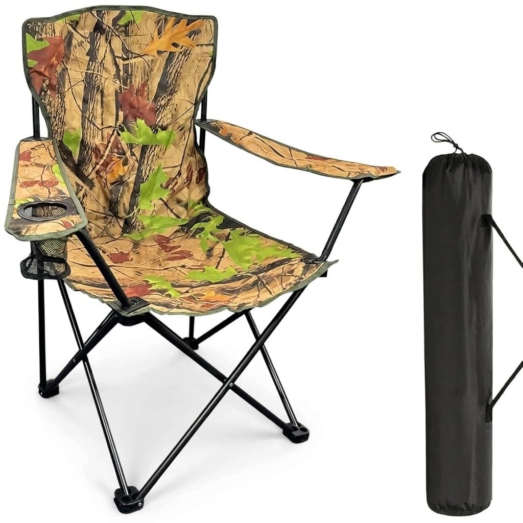 Evona Foldable Camping Chair with Cup Holder & Carry Bag | Portable Outdoor Chair for Picnic, Beach, Travel | Durable Oxford Fabric Heavy Duty Iron Frame, Lightweight & Compact-image-32
