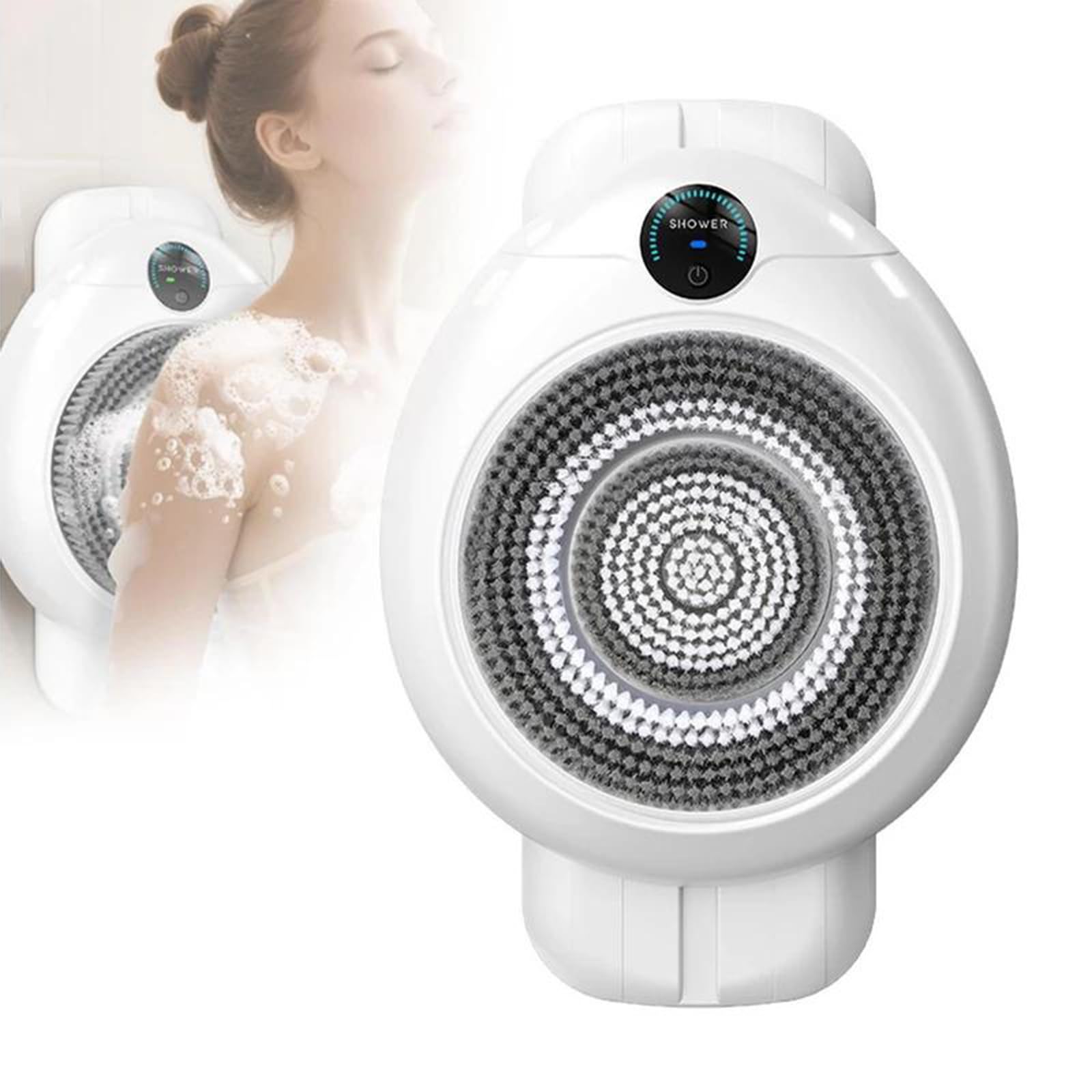 Spazzola Esfoliante Elettrica per La Schiena da Utilizzare sotto La Doccia, Automatica, con 3 velocità Regolabili | 3 Testine Intercambiabili | Impermeabile IPX7, da Parete.