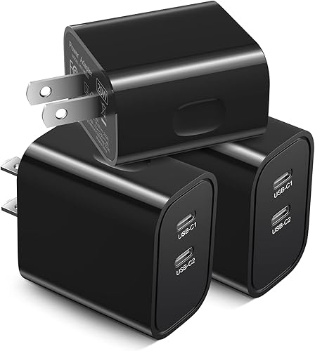 Costyle - Cargador de pared USB C 3 unidades, Costyle 20 W doble doble USB C bloque de carga rápido C enchufe de pared tipo C bloque de carga para Costyle - Cargador de pared USB C 3 unidades, Costyle 20 W doble doble USB C bloque de carga rápido C enchufe de pared tipo C bloque de carga para