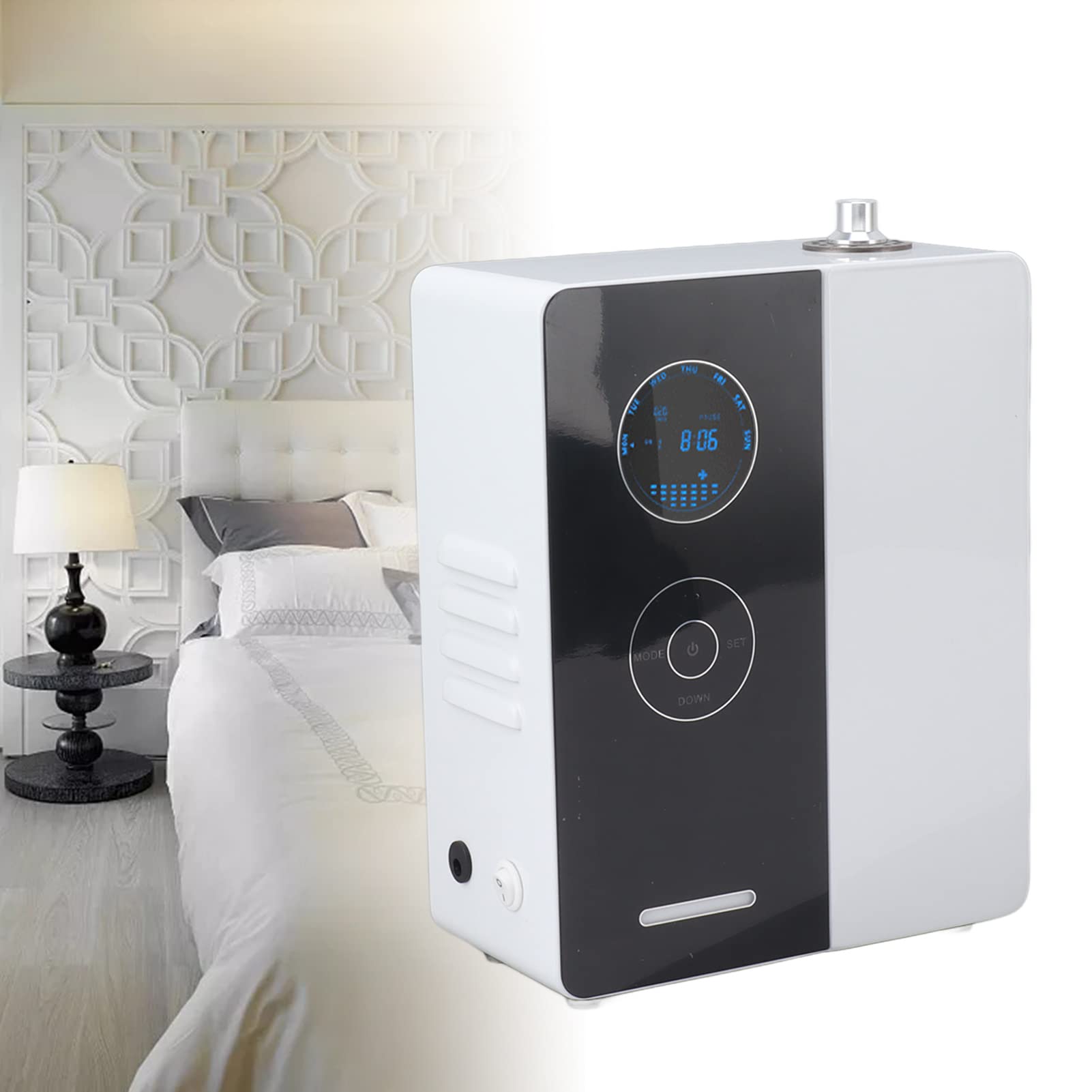 HEEPDD Máquina Casera del Aromaterapia, Interruptor de Memoria de la Máquina del Difusor del Aceite Esencial del Ajuste de la Frecuencia del Espray 220mah para el Hotel (Enchufe de la UE)