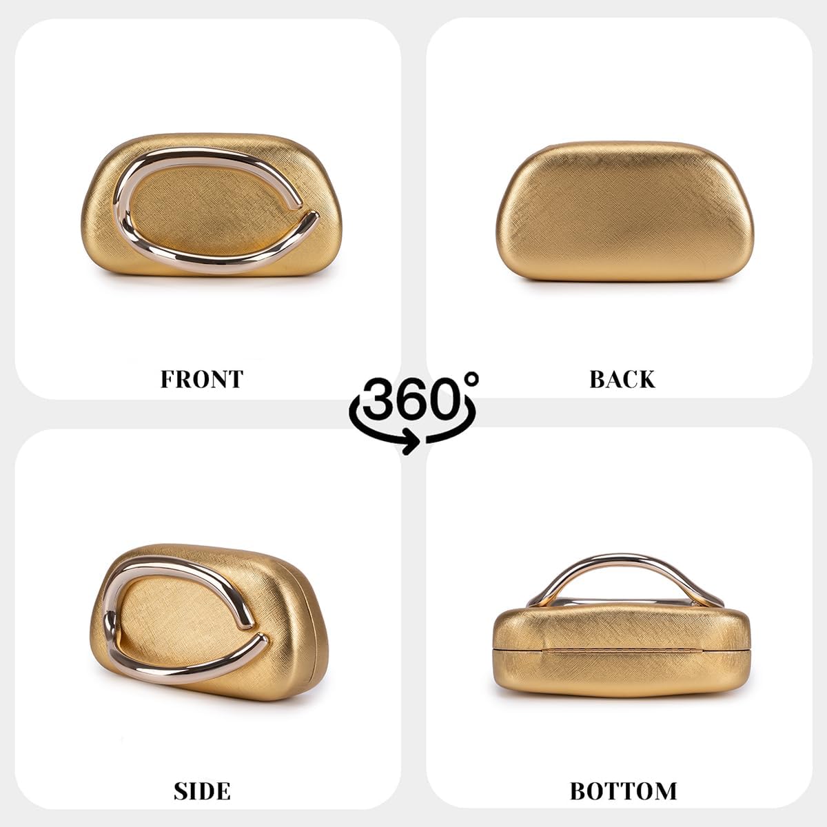 Evening Clutch Purses Women PU Handbags Metal Decoration Shoulder Crossbody Bag Wedding Party - Image 3