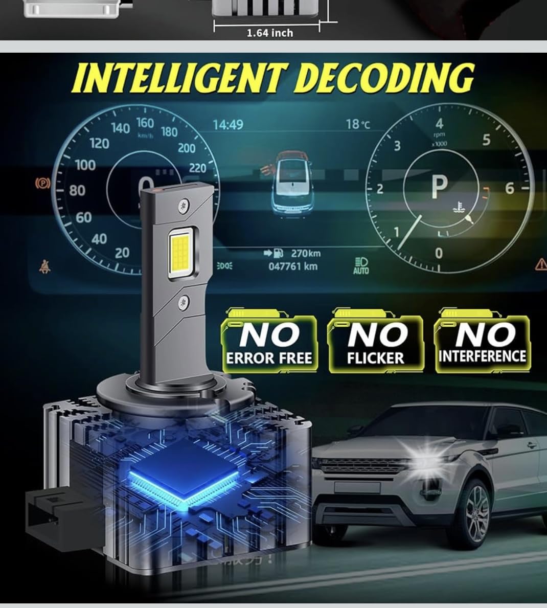 Bombillas LED D1S 100W 6000K CANBUS Sin Error, Kit Conversión Xenón a LED, Alta Potencia 20,000LM, Luz Blanca Fría, Plug & Play, Compatible con Faros D1S HID