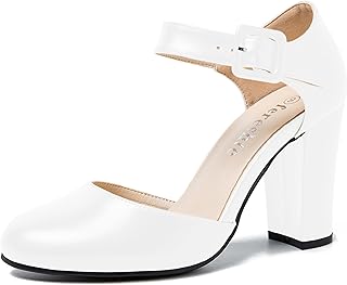 فيريشتي حذاء دورساي ماري جين بحزام للكاحل وكعب عالي مغلق من الامام للنساء