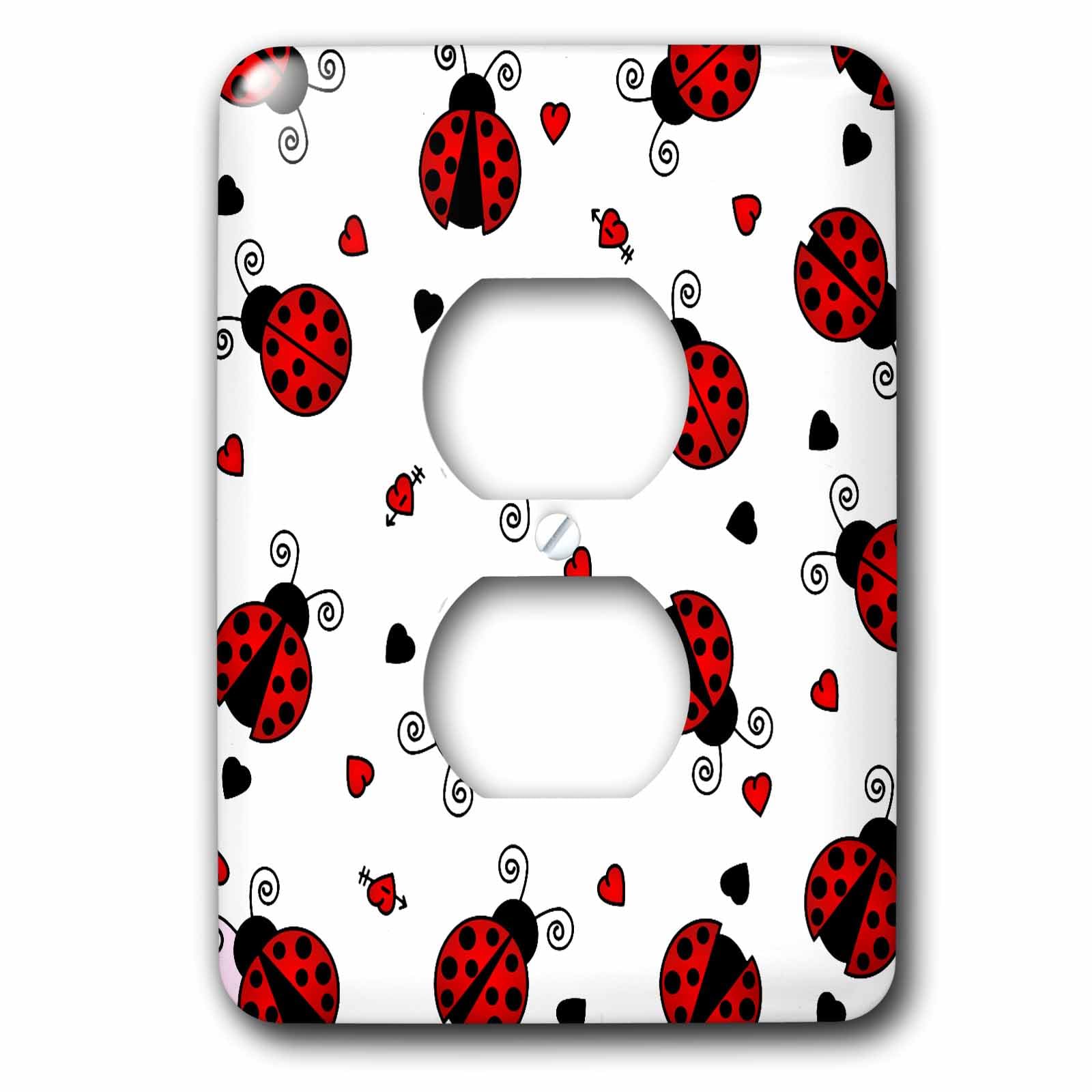 Plaque double prise Coccinelle Amour accessoire de décoration murale 3dRose lsp_12100_6