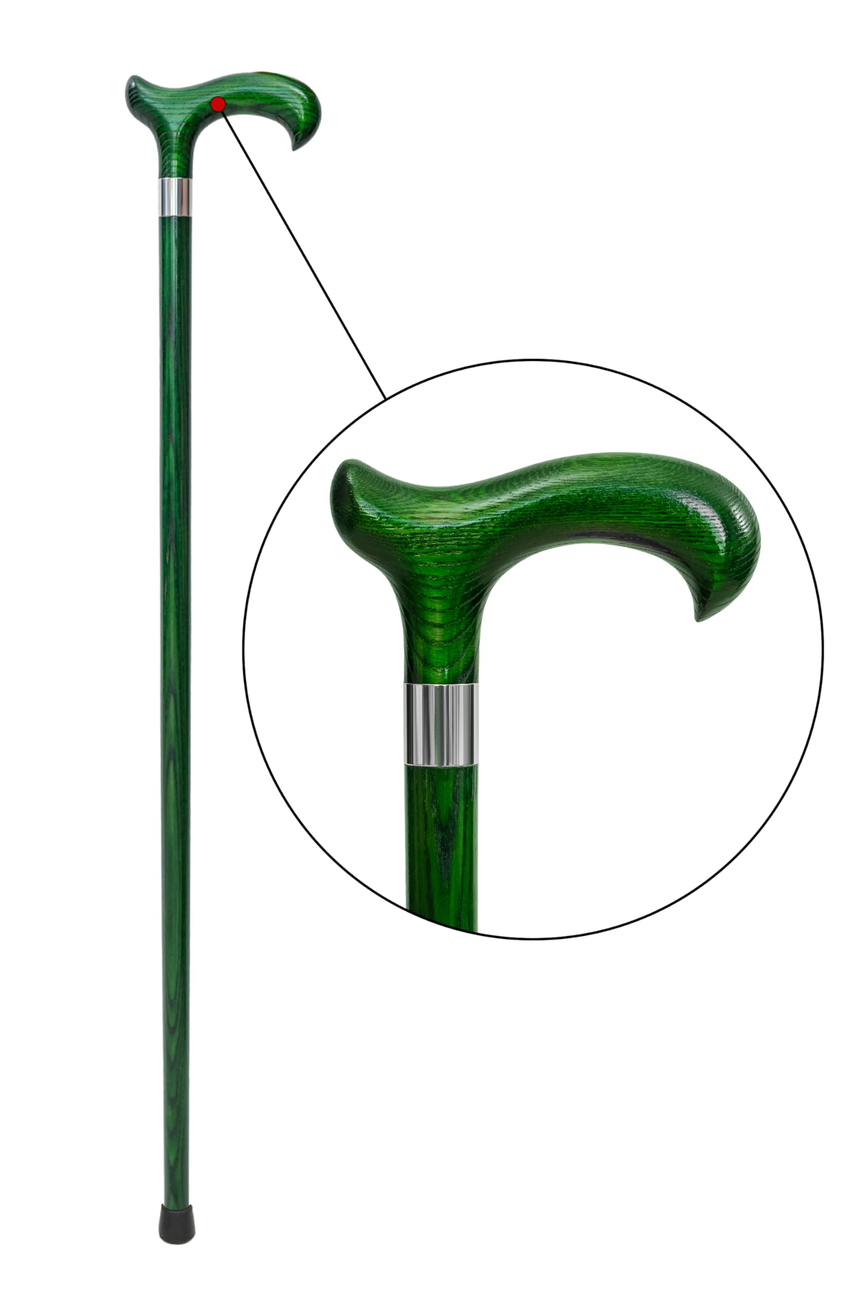 Dr. Watson Classic Derby Walking Stick – Handcrafted Ash Wood Cane with Polished Stainless Steel Collar
