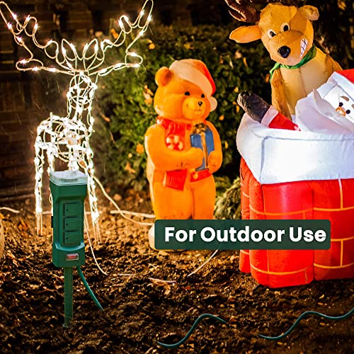 Superdanny Outdoor Power Stake Timer With 10Ft Extension Cord, 6 Ac Outlets, Etl Listed Waterproof Electric Strip Automatic Light Switch Timer With Protective Cover For Yard Pond Christmas Party #TOP7